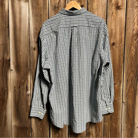 IZOD Blue & Green Plaid Long Sleeve Button Up Down Men’s XXL 100% Cotton - Picture 5 of 9